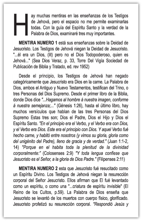 Three Lies the Jehovah’s Witnesses Will Tell You - Spanish — page 2