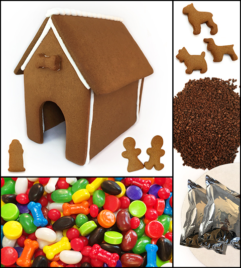 Dog Gingerbread House Kit - Assembled MAIN