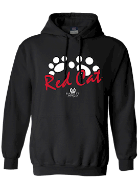 Red Cat Paws Hooded Sweatshirt - Black • Unisex THUMBNAIL