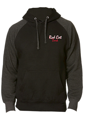 Red Cat Dark Hooded Sweatshirt • Unisex | FRONT LARGE