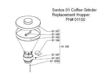 Santos 01 COMPLETE Hopper PN# 01100 MAIN