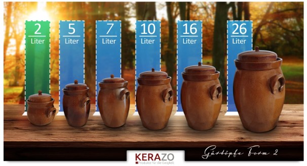 Kerazo Fermentation Pot 2 Litres Made of Stoneware Ceramic Including Lid + Stone + Instructions SWATCH