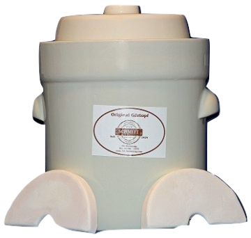 Schmitt Gartoph 3 Liter Cream Colored  Fermentation Crock - 3 Piece Kit Part# ME3203W Cream Colored MAIN