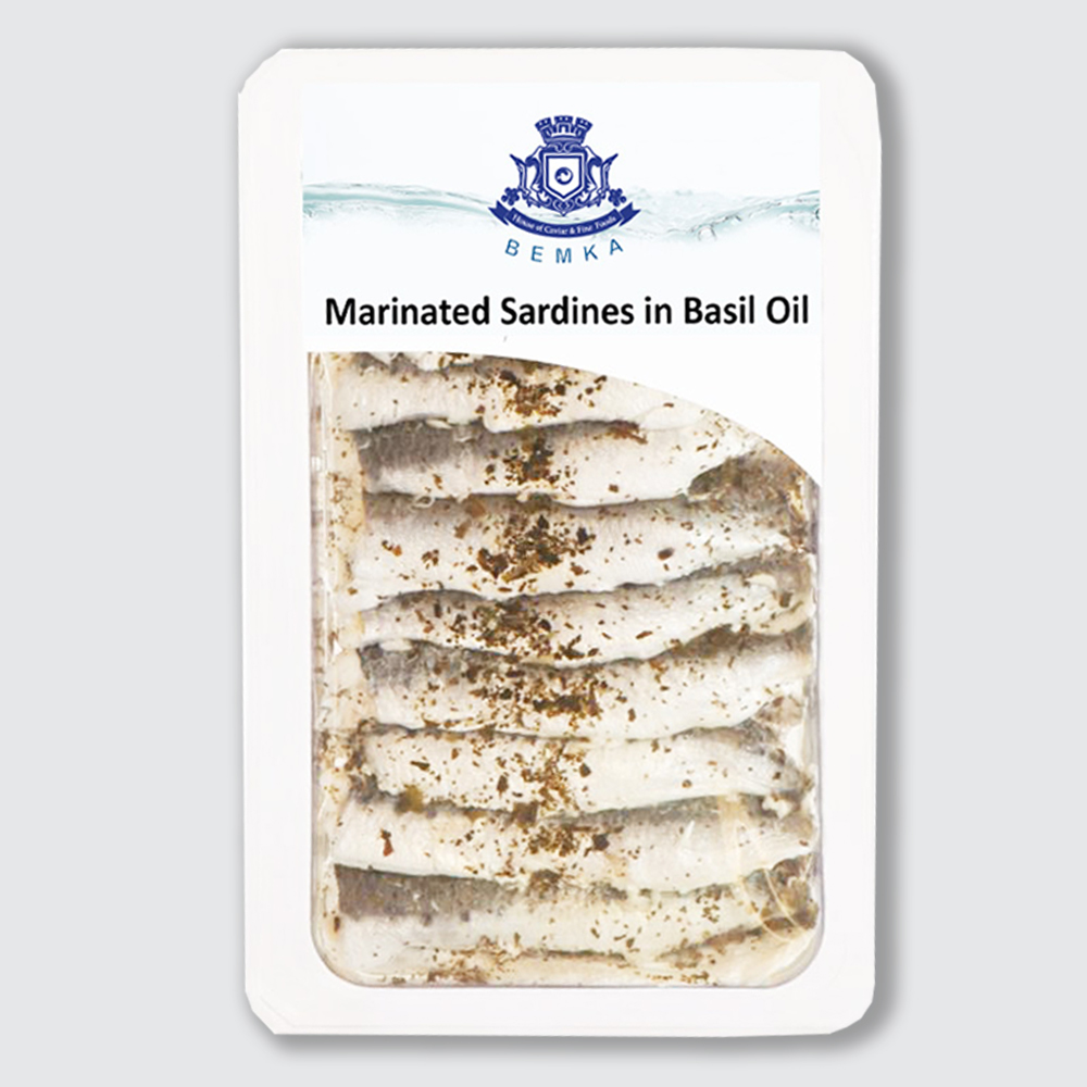MARINATED SARDINES IN BASIL OIL. 7oz. 7 OZ LARGE