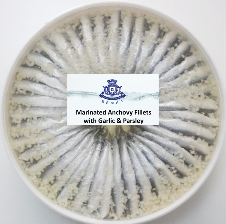 MARINATED ANCHOVIES IN GARLIC & PARSLEY 2.2 LB TUB MAIN