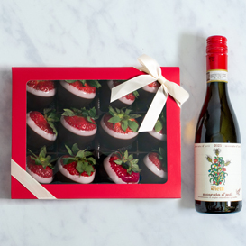 Swiss Chocolate Double Dipped Strawberries and Wine Bundle MAIN