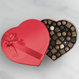 Share The Love Red Satin Heart Box, 48 Piece - Pickup Only MAIN