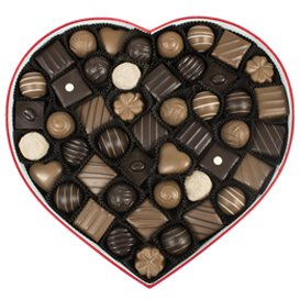 Share The Love Red Satin Heart Box, 48 Piece - Pickup Only SWATCH