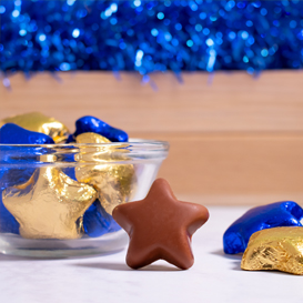 West Virginia Blue and Gold Foil Wrapped Stars - Half Pound Bag SWATCH