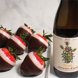 Valentine's Day Bundle - 6 Chocolate Dipped Strawberries & Wine for Pick Up on Saturday, Feb. 14th SWATCH