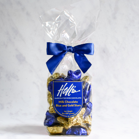 West Virginia Blue and Gold Foil Wrapped Stars - Half Pound Bag MAIN