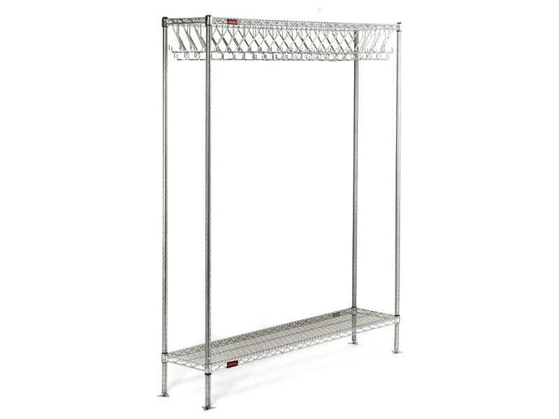 Freestanding Gowning Racks with Wire Shelving Components THUMBNAIL