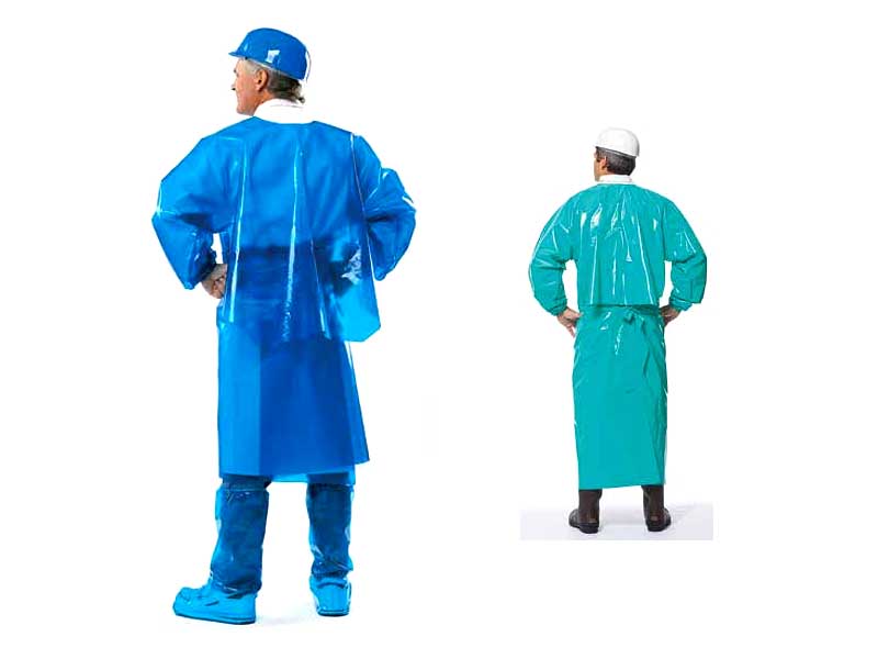 VR Blue CR Processed & Standard Fluid & Chemical Splash Coverback Gown with Elastic Cuffs THUMBNAIL