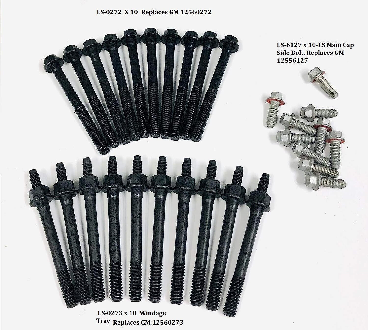 LS Replacement Main Cap Bolt and Rod Bolts 2000-15 GM Chevy LS1 LS2 LS6 LS7 (EHC-1007S + LS0662 x16) MAIN