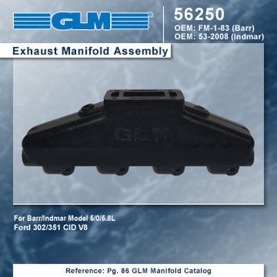 BARR INDAMAR MARINE POWER FORD V8 EXHAUST MANIFOLD | GLM Part Number: (GL56250) MAIN