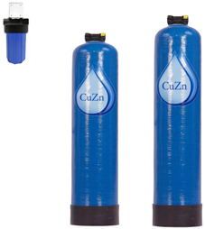 CuZn Chloramine + High Hardness Saltless Water Softener THUMBNAIL