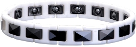 Ceramic Magnetic Power Bracelet. Hematite Magnets + Negative Ion White/Black Color Image LARGE
