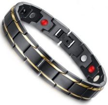 Titanium Stainless Steel, Ion FIR Energy, Magnetic Power Bracelet Image LARGE