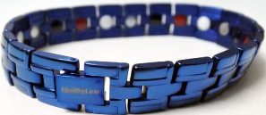 Stainless Steel Magnetic Power Bracelet. Magnets + Negative Ion + Far Infra Red + Germanium Blue Color Image LARGE