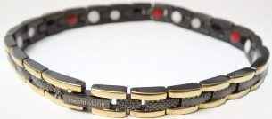 Stainless Steel Magnetic Power Bracelet. Magnets + Negative Ion + Far Infra Red + Germanium Black/Gold Color Image LARGE