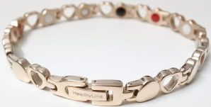 Stainless Steel Magnetic Power Bracelet. Magnets + Negative Ion + Far Infra Red + Germanium Rose Gold Color Image LARGE