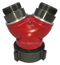 Aluminum Wye, 4" FNST with 2 x 2.5" MNST MAIN