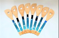 Handcrafted Kauai-Made Beautiful Ocean Utensil Bamboo Wooden Curved Spatula with Hole MAIN