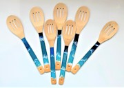 Handcrafted Kauai-Made Beautiful Ocean Utensil Bamboo Wooden Slotted Spoon THUMBNAIL