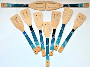Handcrafted Kauai-Made Beautiful Ocean Utensil Bamboo Wooden Slotted Spatula MAIN