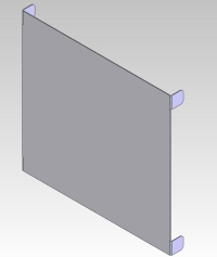 CAGE LABEL PLATE, ELECTRO GALVANNEALED STEEL 24 GA X 5-3/4 X 6.189 WITH TABS AT CORNERS. MAIN