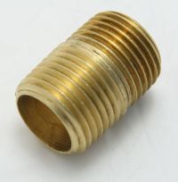 Brass Close Nipple 1-1/8" Long 1/2" Male Pipe Thread MAIN