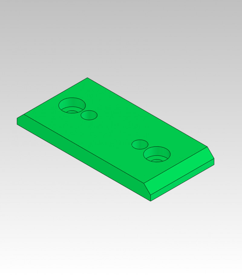 ON-3, Grabber Pad, 60 Duro Green, 3-15/16 X 1-7/8 Molded with Steel Insert, Modified LARGE