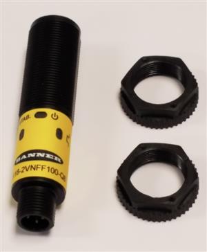 S182VNFF100Q8 DIFFUSE PHOTO EYE 24 VOLTS DC 3.9" FIXED FIELD 18MM DIA.NPN (BANNER).(USES M12 4 PIN C LARGE