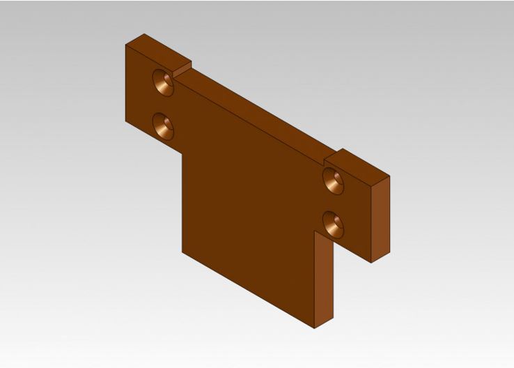 FUNCTION HOLE CHIPOUT FOR USE WITH CHISEL BACK SECTION, RYERTEX 1/2 X 4 X 6-1/2" (MODIFIED CHIPOUT49 LARGE