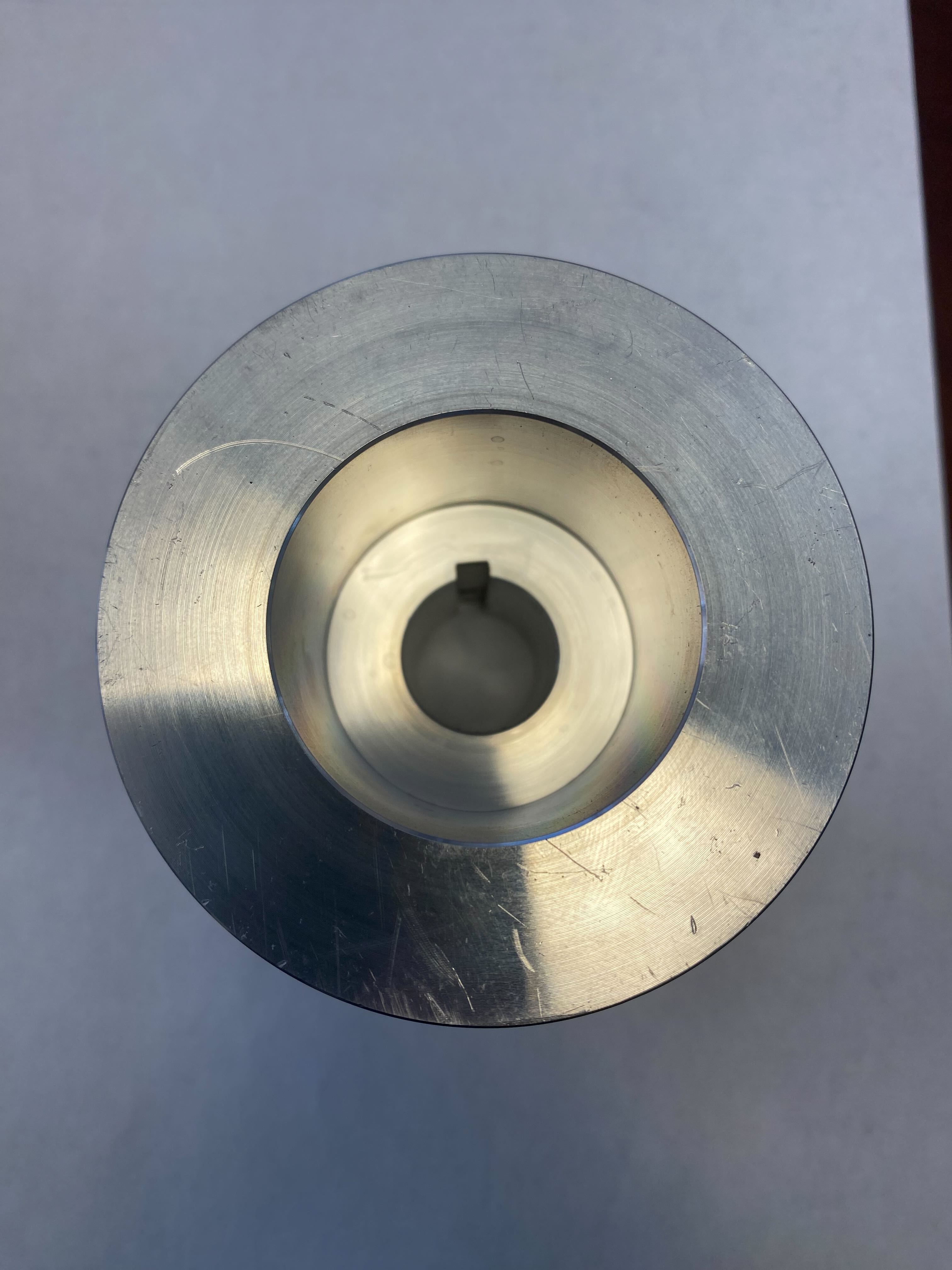 558: SANDER DRUM, Aluminum, 3-1/2 OD X 7/8 ID X 3-3/8" LONG WITH CROWN, REPLACES YELLOW DRIVE WHEEL LARGE