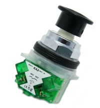 Pushbutton Non-Illuminated, Momentary, Black, with 1 N.O. Contact, Type: K, Size: 30mm, 10A, 600V MAIN