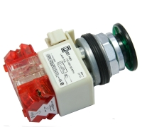 Pushbutton Illuminated, Maintained (Push/Pull), 2 Position,  Green Button, 2 N.C. Contact,Type: K MAIN