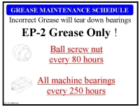 Label,  Grease Maintenance Schedule, EP-2 Grease Only MAIN