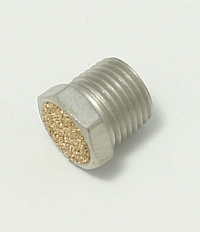 Air, Muffler, 1/8 NPT Thread, 7/16" Overall Length, 7/16" Hex Head Breather Vent Bronze Screen, BV-1 MAIN