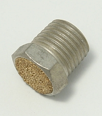 Air, Muffler, 1/4 NPT Thread, 5/8" Overall Length, 9/16" Hex Head Breather Vent Bronze Screen, BV-2 MAIN