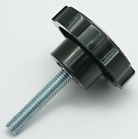 Knob, DK-6, Fluted, 2-3/8" Dia Knob, 3/8-16 Threaded, 2" Long Stud. MAIN