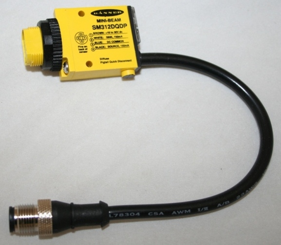 SM312D DIFFUSE PHOTO BEAM 10-30 VOLTS DC MINI-BEAM SENSOR. WITH 6" QUICK DISCONECT M12 PIGTAIL THUMBNAIL