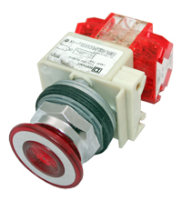 Pushbutton Illuminated, Maintained (Push/Pull), 2 Position, Red Button, 2 N.C. Contact, 9001KR9P1RH8 MAIN