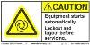 Label, Caution Equipment Starts Automatically THUMBNAIL