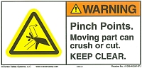 Label, Danger, Pinch Point, Moving Part Can Crush or Cut, Keep Clear MAIN