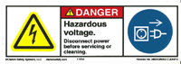Label, Hazardous Voltage Disconnect Power Before Servicing Or Cleaning, H6010/6057-CJDHU,4" X 1.35" MAIN