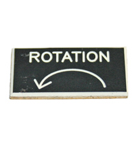 Label,  Plastic Engraved, Rotation Counter Clockwise Arrow, Beveled Edges, 3/4" X 1-1/2" MAIN