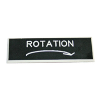 Plastic Engraved Label, Rotation, Clockwise Arrow, Beveled Edges, 3/4" X 2-1/4" MAIN