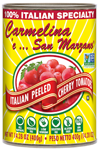 Carmelina 'e...San Marzano® Italian Peeled Cherry Tomatoes (Pomodorini Pelati) in Puree MAIN
