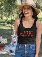 Let's Get Sauce-y Tank Top (Black) SWATCH
